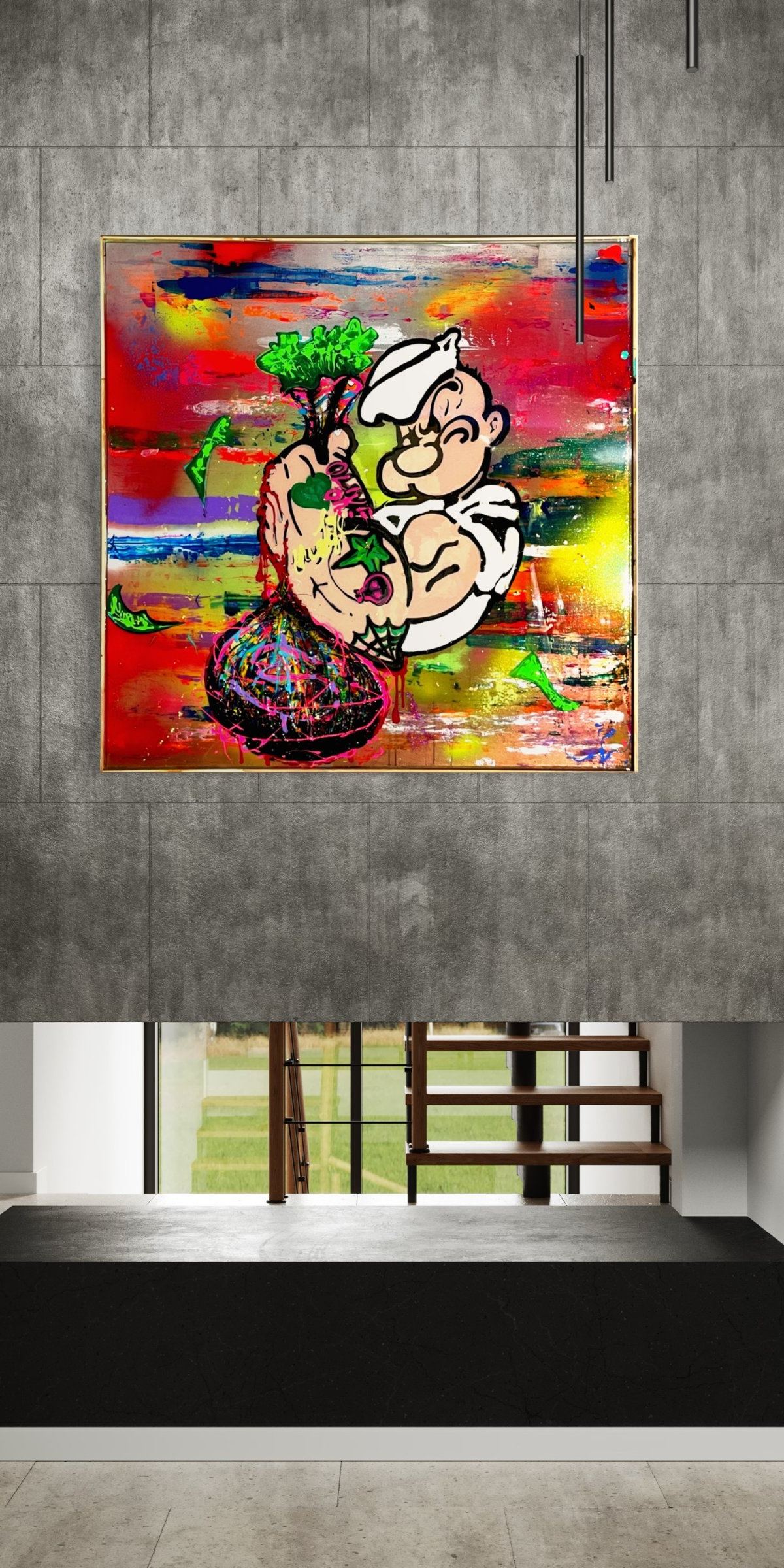 Popeye — Acrylic, Gold, Epoxy Resin Finish by Vitale Art