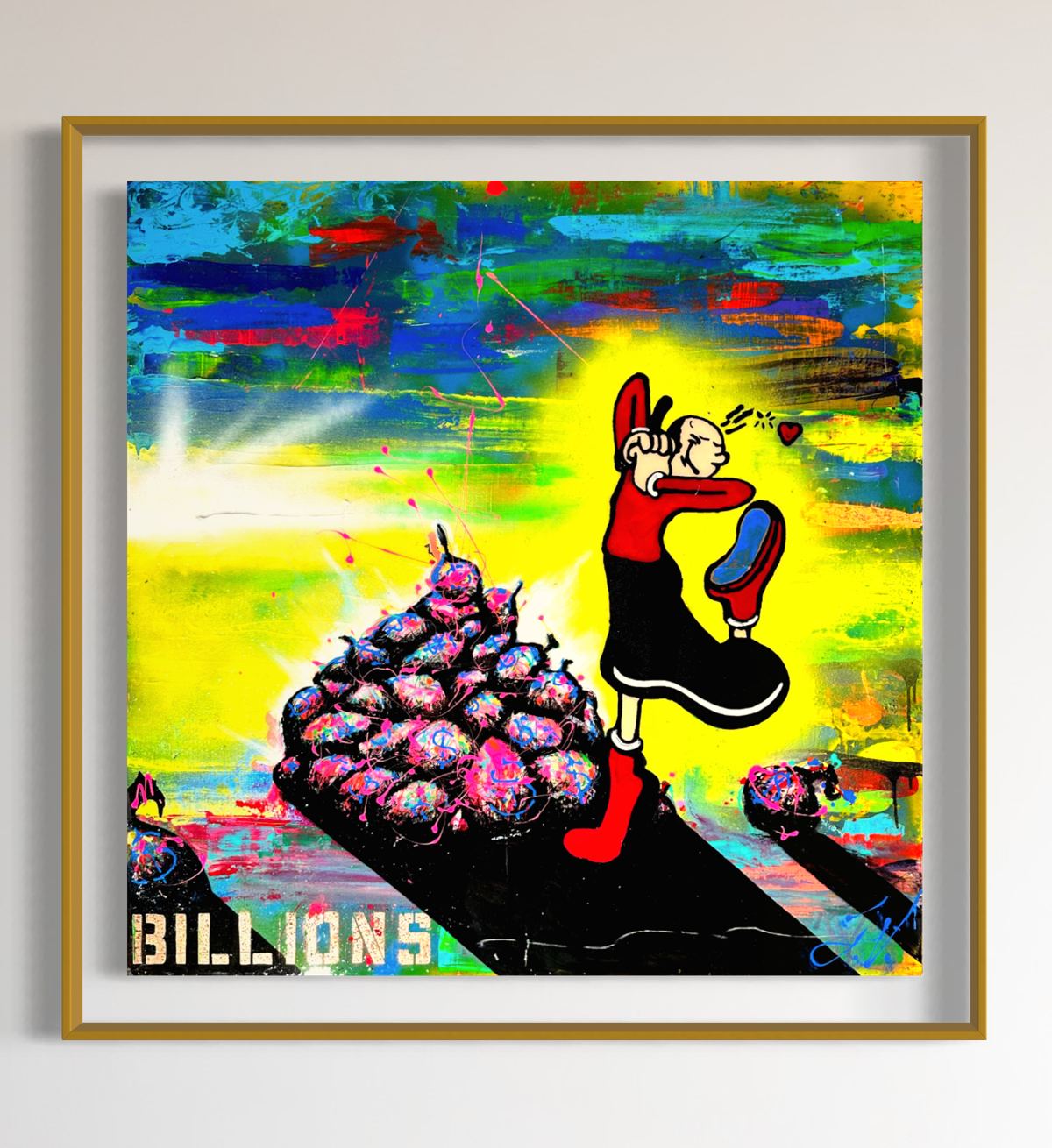 Olive Oyl — Acrylic, Spray Paint, Gold Leaf & Resin by Vitale Art