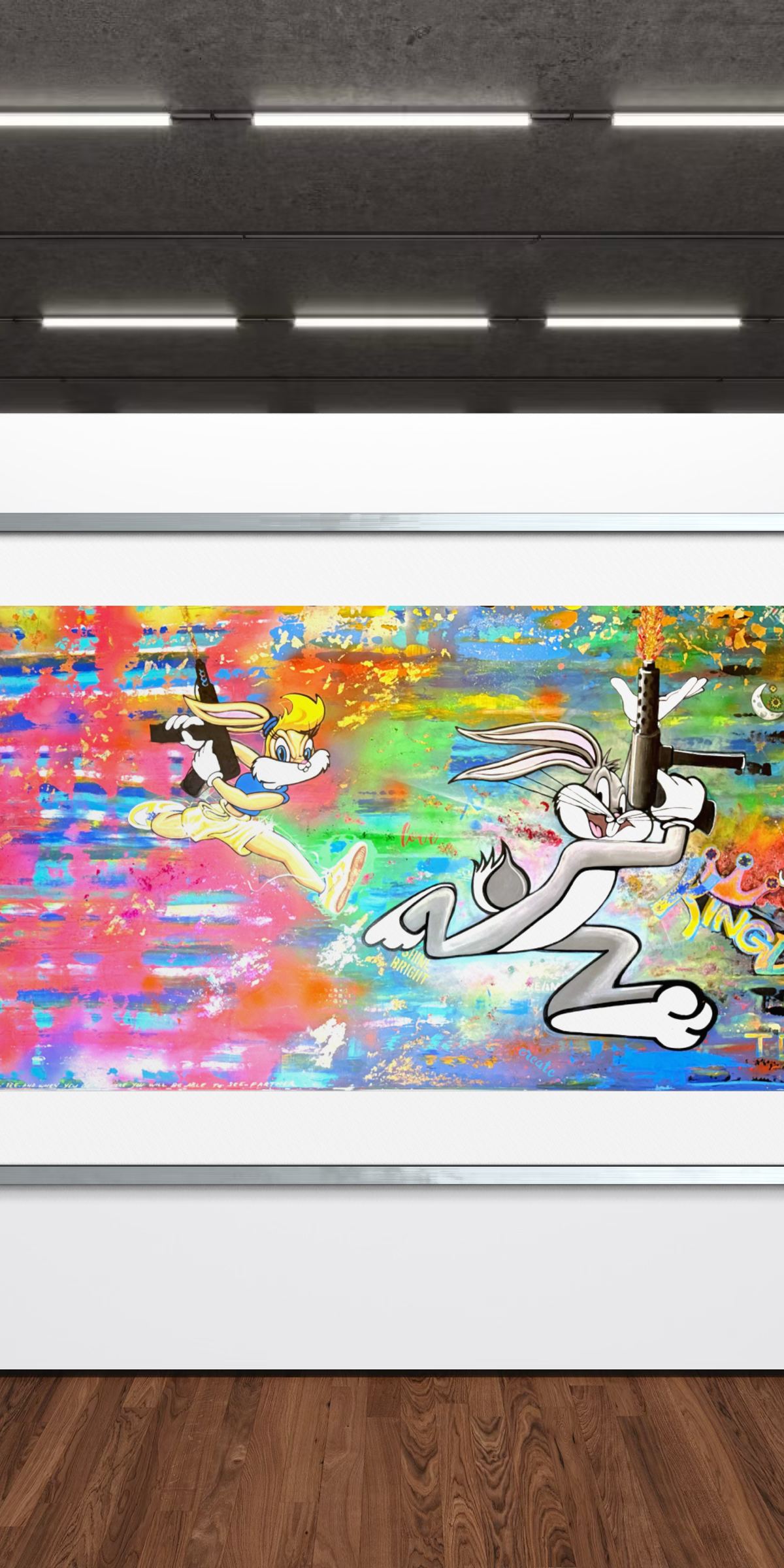 Bunny & Clyde — Acrylic, Gold Leaf, Spray Paint by Vitale Art